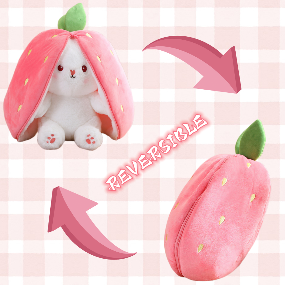 Kawaii Fruit Transfigured Bunny Plush Toy Cute Carrot Strawberry Turn Into Rabbit Plush Toy Kids Birthday Christmas Gift Muppet